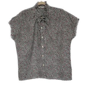 Vintage 70s Lady Manhattan Secretary Ruffle Neck Button Up Blouse Size 18 Black